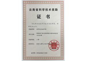 云南省科学技术奖励证书